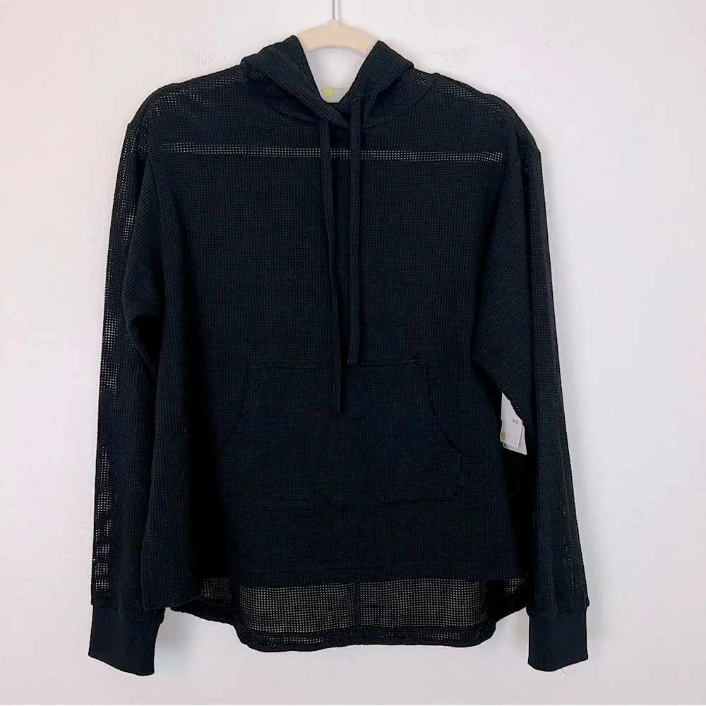 Zella All Day Mesh Pullover Hoodie Black XS Workout Gym Athleisure Pool NWT